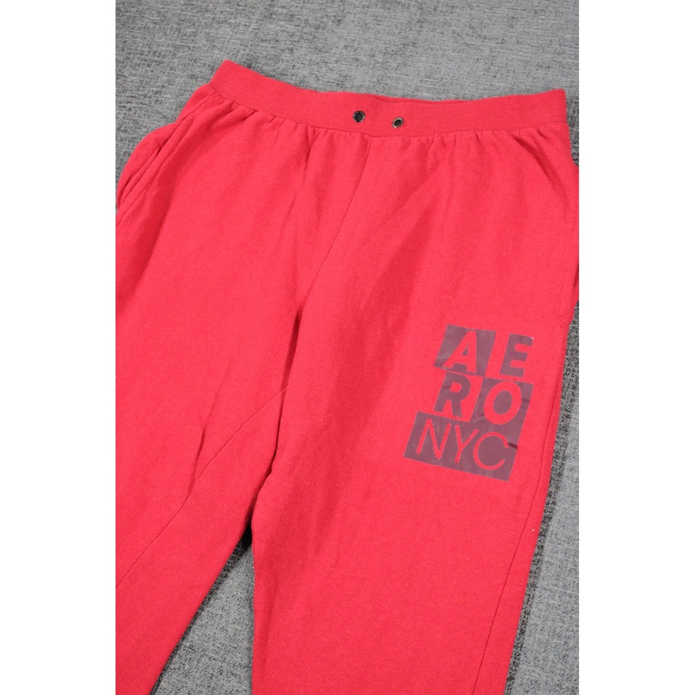 Aeropostale Mens Red AERO NYC Graphic Fleece Jogger Sleepwear Pants Medium